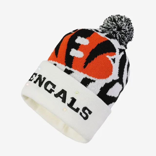 Cincinnati Bengals Bonnet lumineux à rayures blanches avec grand logo