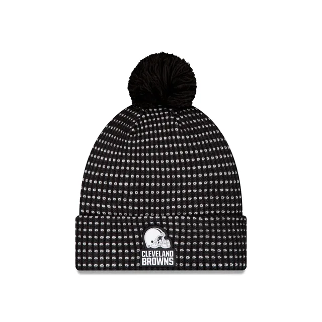 Cleveland Browns 2026 Sideline Bonnet en tricot à pompon noir pour temps froid