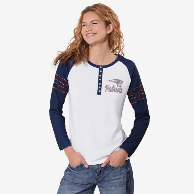 New England Patriots Henley à manches longues avec strass