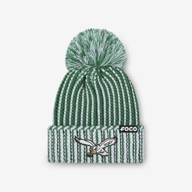 Philadelphia Eagles Bonnet à pompon en tricot vertical avec logo principal Kelly Green