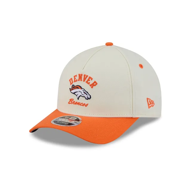 Denver Broncos Casquette Snapback 9FORTY M-Crown A-Frame Graphique Arqué Chrome Blanc