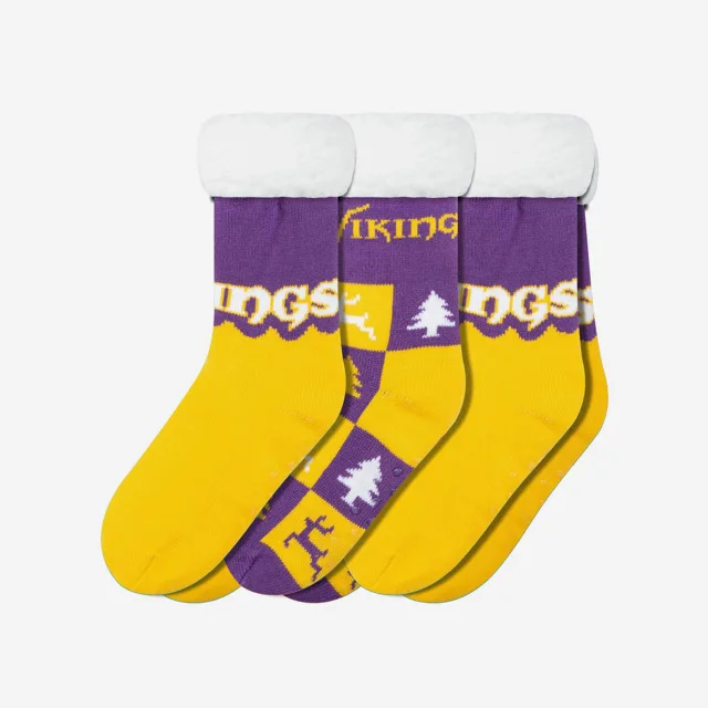 Minnesota Vikings Lot de 3 paires de chaussettes pantoufles Fan Footy pour femmes