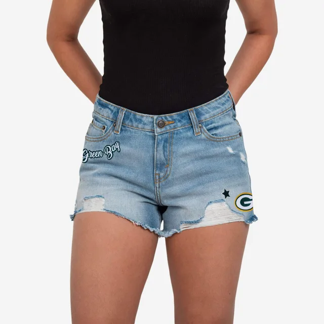 Green Bay Packers Short en jean avec logo de l'équipe pour femme