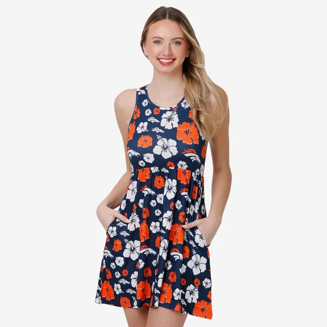 Denver Broncos Robe d'été florale préférée des fans pour femmes