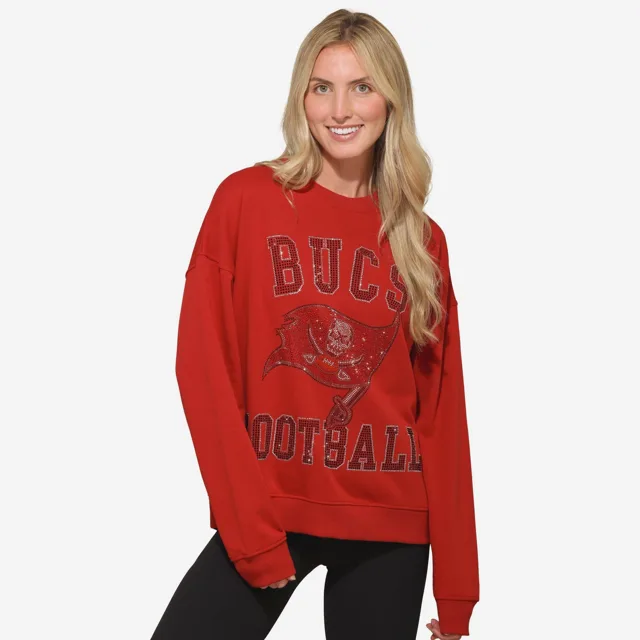 Tampa Bay Buccaneers Sweat-shirt surdimensionné à col rond avec logo strass pour femme