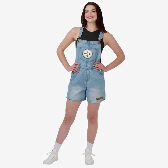 Pittsburgh Steelers Salopette à bretelles en jean avec grand logo pour femme
