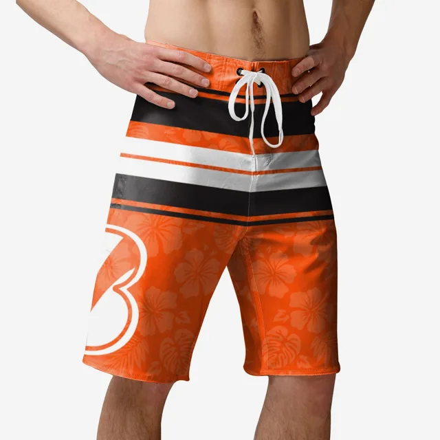 Cincinnati Bengals Short de bain à rayures Hibiscus Boardwalk