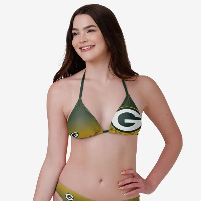 Green Bay Packers Haut de bikini dégradé à grand logo pour femme