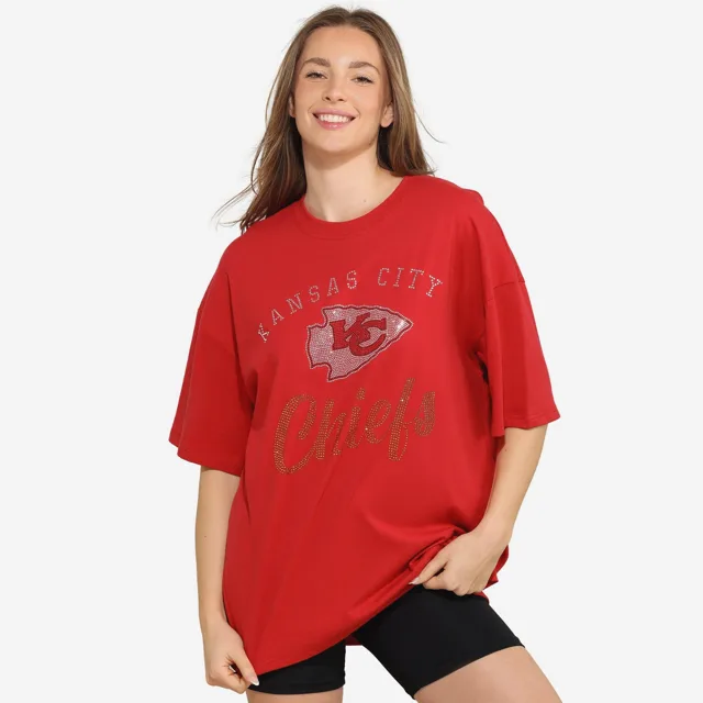 Kansas City Chiefs T-shirt surdimensionné avec logo strass pour femme