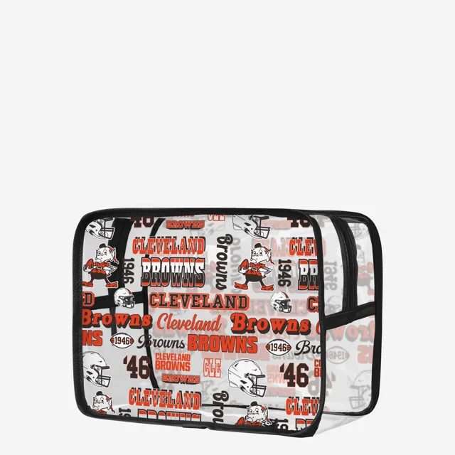 Cleveland Browns Répéter Trousse à maquillage transparente à imprimé rétro