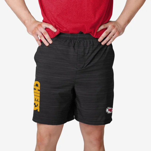 Kansas City Chiefs Short doublé tissé noir chiné