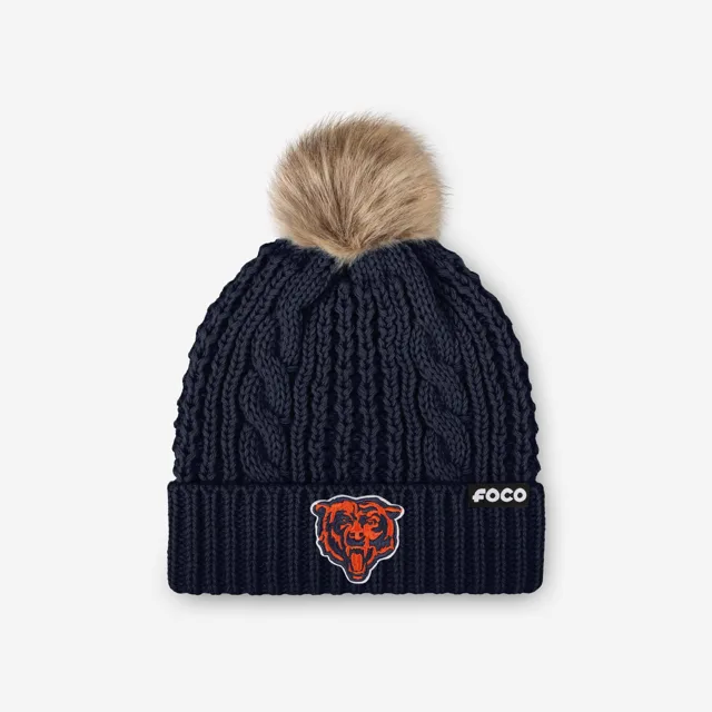 Chicago Bears Bonnet à pompon en fausse fourrure pour femme
