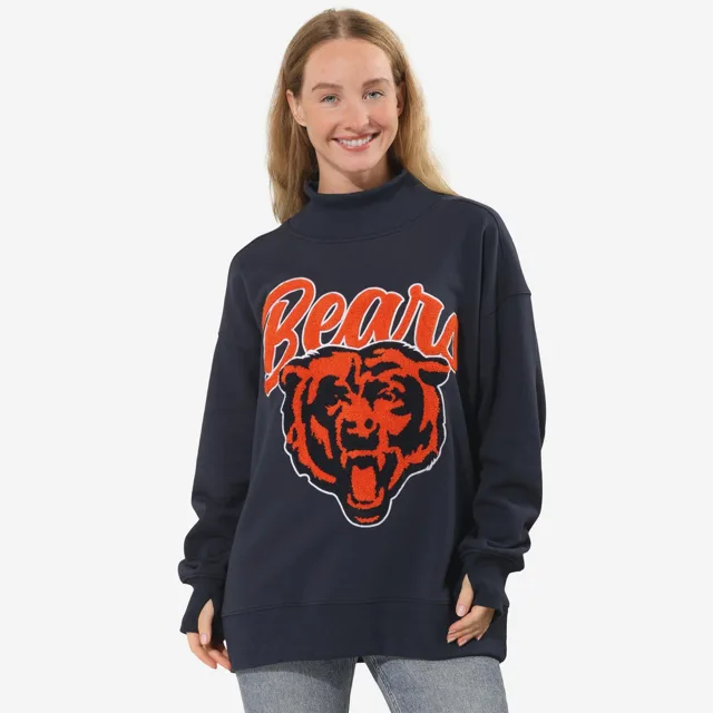 Chicago Bears Sweat-shirt surdimensionné à col montant en chenille pour femme