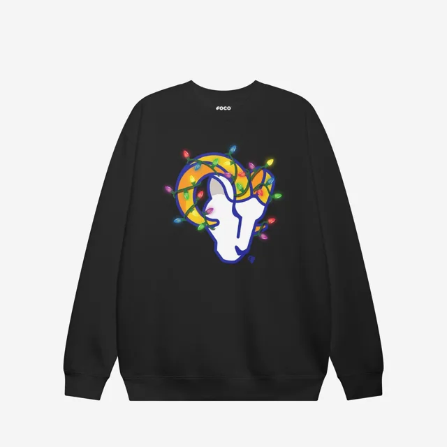 Los Angeles Rams Sweat-shirt à col rond avec logo principal Holiday Lights