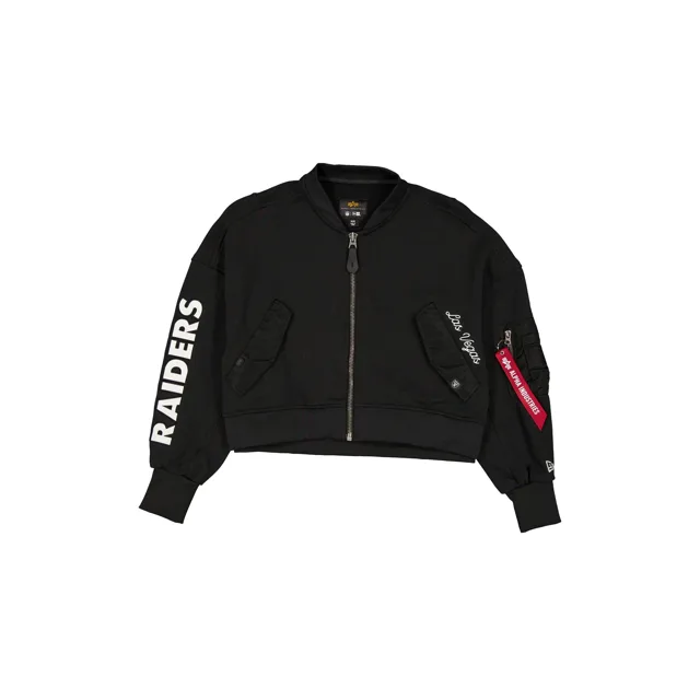Alpha Industries x Las Vegas Raiders Veste polaire courte zippée noire pour femme