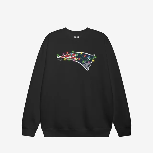 New England Patriots Sweat-shirt à col rond avec logo principal Holiday Lights