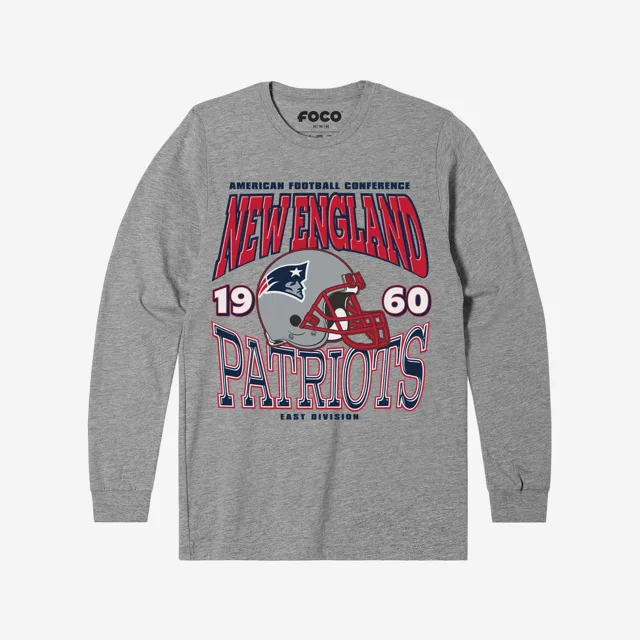 New England Patriots T-shirt à manches longues avec casque d'équipe classique