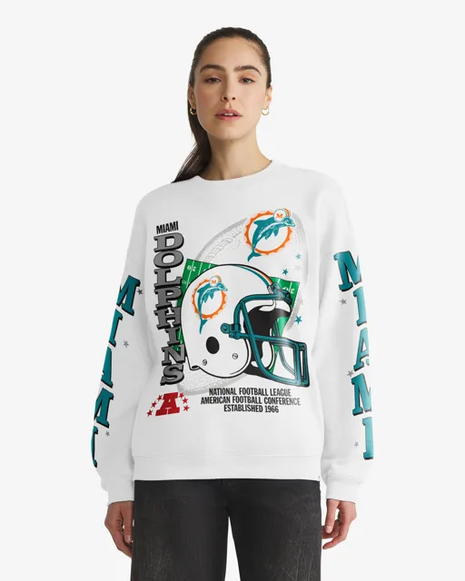 Miami Dolphins ÉQUIPAGE SURDIMENSIONNÉ HISTORIQUE THUNDEROUS '47 POUR FEMMES