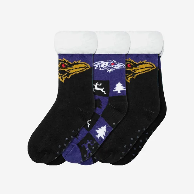 Baltimore Ravens Lot de 3 paires de chaussettes pantoufles Fan Footy pour femmes