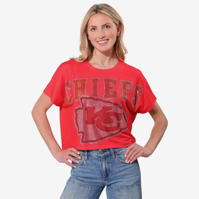 Kansas City Chiefs Haut court avec gros mot-symbole en strass