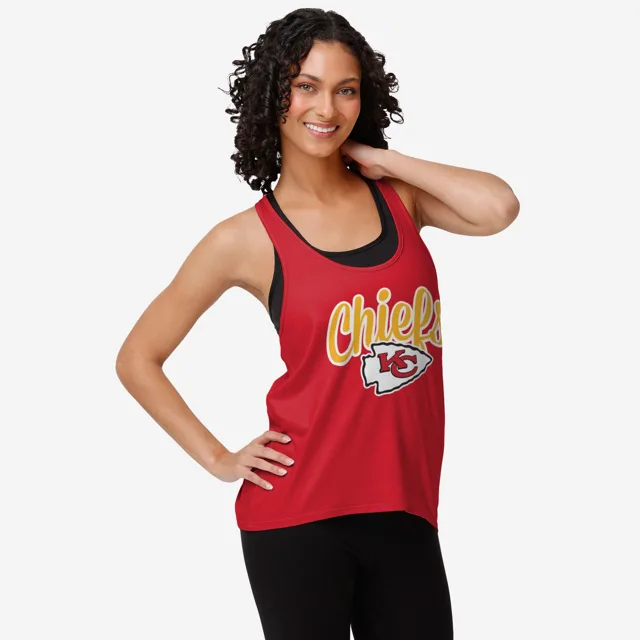 Kansas City Chiefs Haut sans manches à rayures Wordmark Team pour femmes