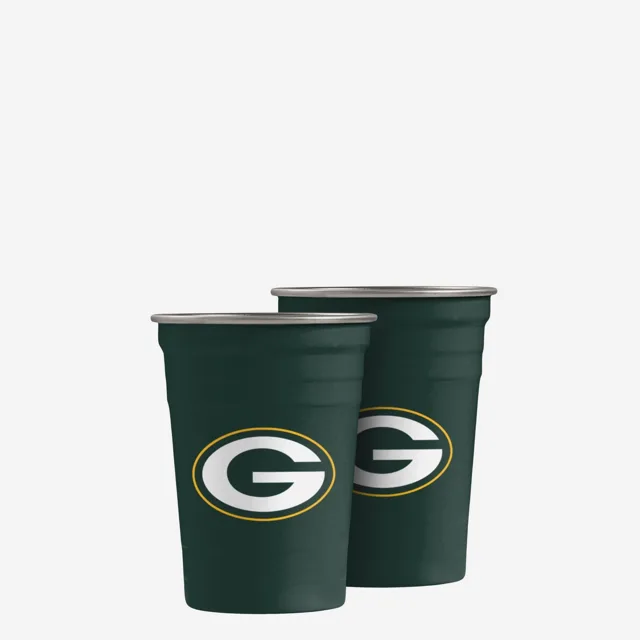 Green Bay Packers Lot de 2 gobelets réutilisables en acier inoxydable de 16 oz