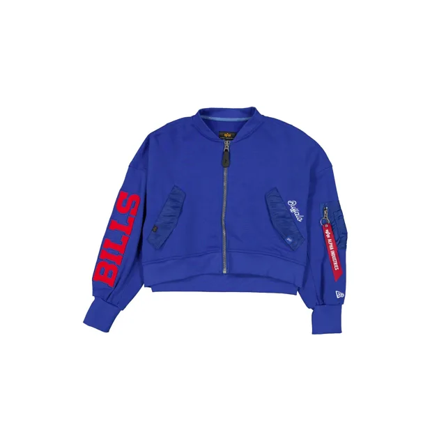 Alpha Industries x Buffalo Bills Veste polaire courte zippée bleue pour femme