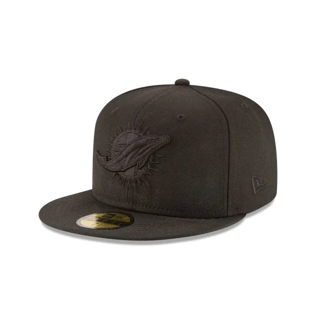 Miami Dolphins Noir sur Noir 59FIFTY Chapeau ajusté