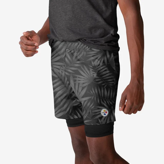 Pittsburgh Steelers Short doublé noir fleuri