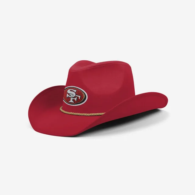 Chapeau de cowboy avec logo strass couleur équipe San Francisco 49ers