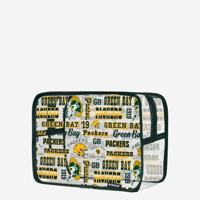 Green Bay Packers Répéter Trousse à maquillage transparente à imprimé rétro