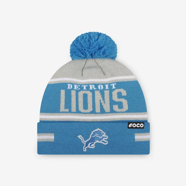 Detroit Lions Bonnet à pompon à rayures et gros mot