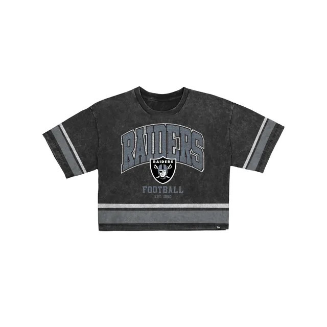 Las Vegas Raiders T-shirt court à rayures vintage pour femme