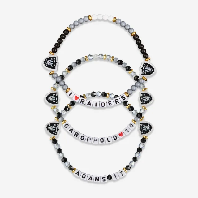 Jimmy Garoppolo & Davante Adams Las Vegas Raiders Lot de 3 bracelets d'amitié pour joueurs