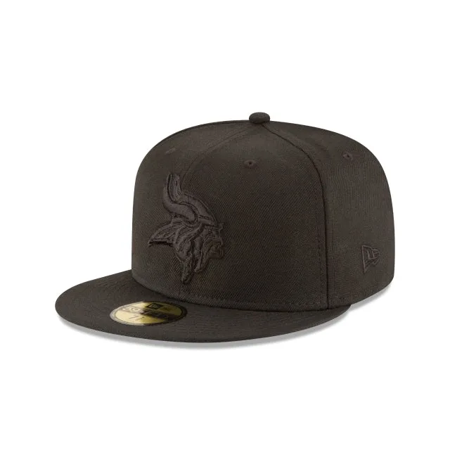 Minnesota Vikings Noir sur Noir 59FIFTY Chapeau ajusté