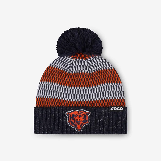 Chicago Bears Bonnet à pompon en fil métallique pour femme