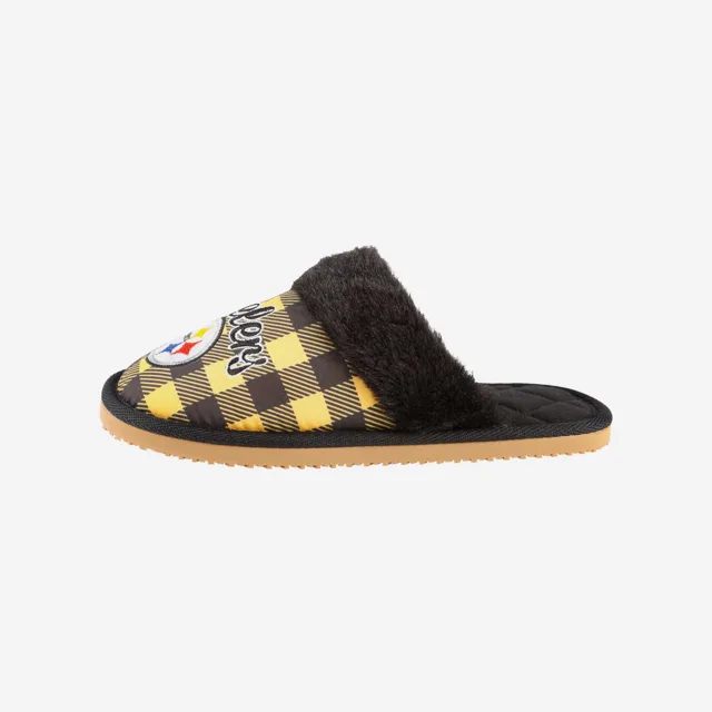 Pittsburgh Steelers Pantoufles mules Sherpa à carreaux pour femmes