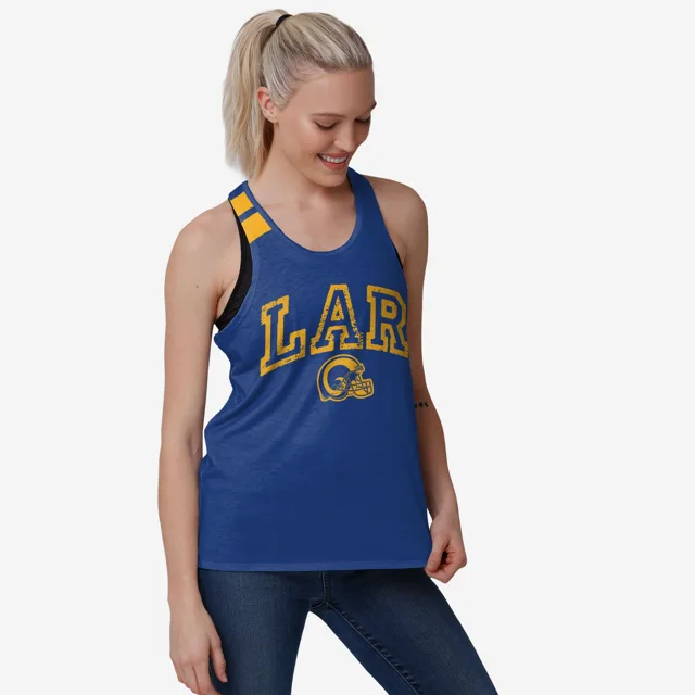 Los Angeles Rams Haut sans manches Original Team Twist pour femme