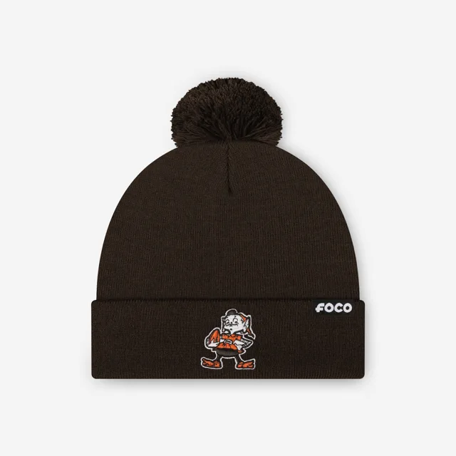 Bonnet à pompon basique avec logo rétro Cleveland Browns
