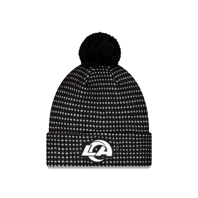 Los Angeles Rams 2026 Sideline Bonnet en tricot à pompon noir pour temps froid