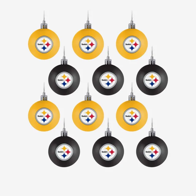 Pittsburgh Steelers Lot de 12 boules de décoration en plastique