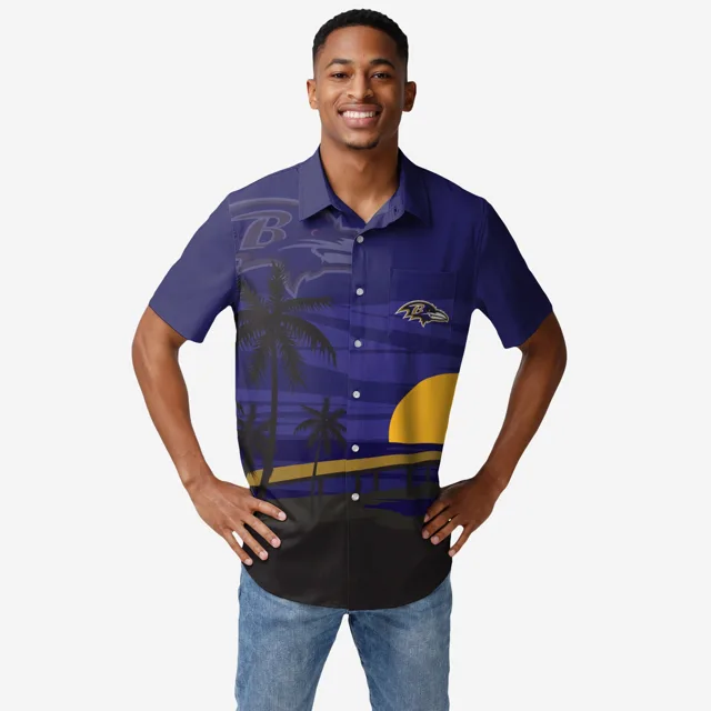 Baltimore Ravens Chemise boutonnée coucher de soleil tropical