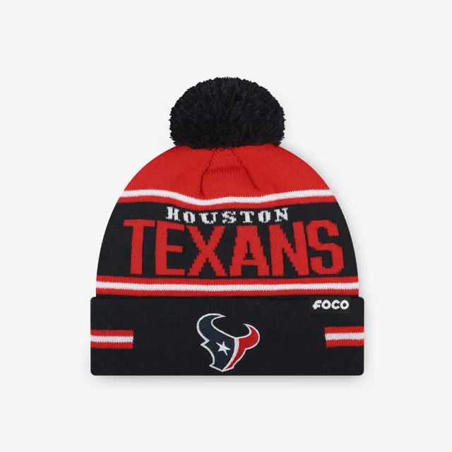 Houston Texans Bonnet à pompon à rayures et gros mot