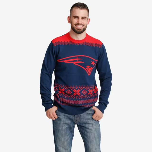 New England Patriots Pull de Noël avec grand logo