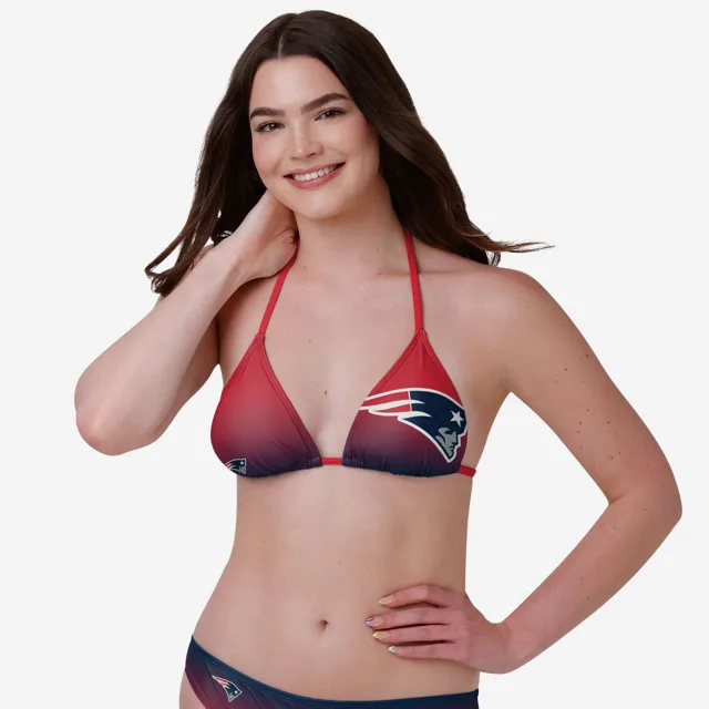 New England Patriots Haut de bikini dégradé à grand logo pour femme