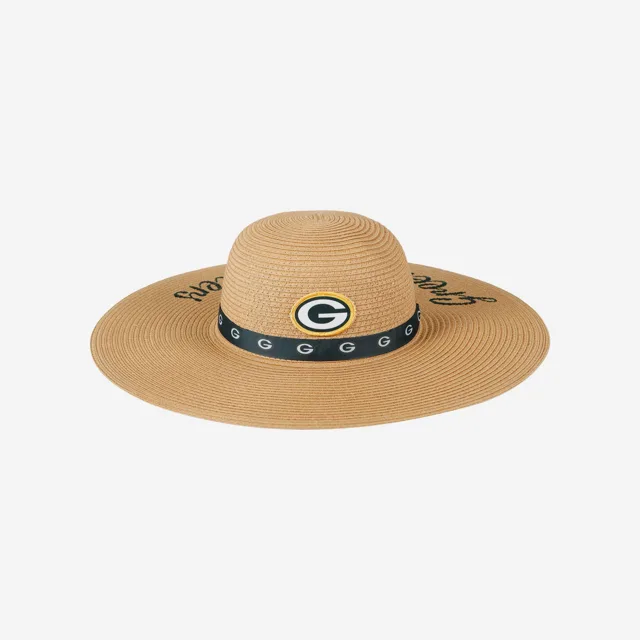 Green Bay Packers Chapeau de paille de plage avec mot-symbole pour femme