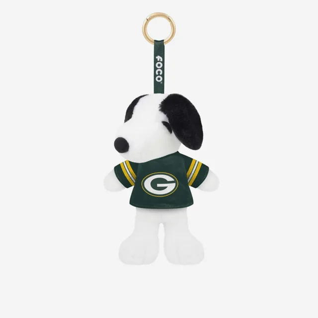 Green Bay Packers Porte-clés en peluche Snoopy Peanuts avec breloque pour sac