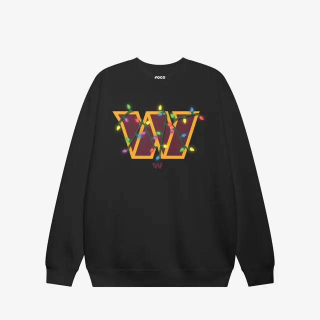 Washington Commanders Sweat-shirt à col rond avec logo principal Holiday Lights