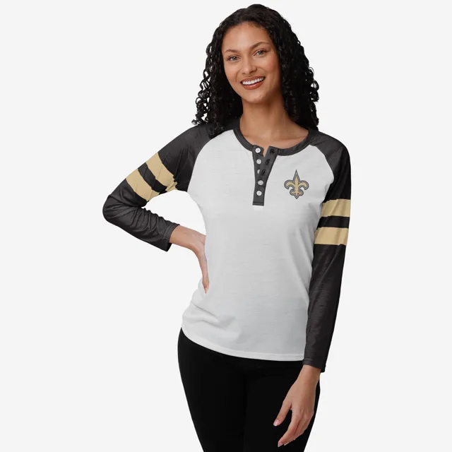 New Orleans Saints Henley à manches longues avec grand logo pour femme