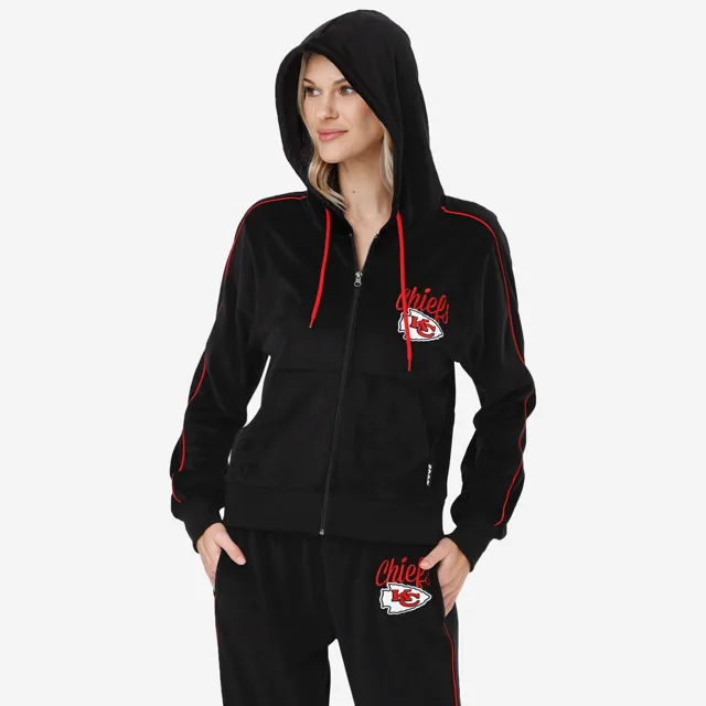 Kansas City Chiefs Haut zippé en velours noir pour femme